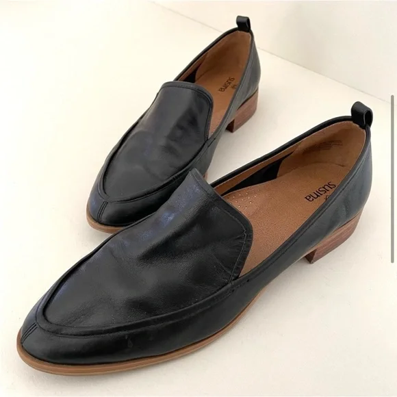 Susina Black Leather Slip-On Loafers - Picture 3 of 11